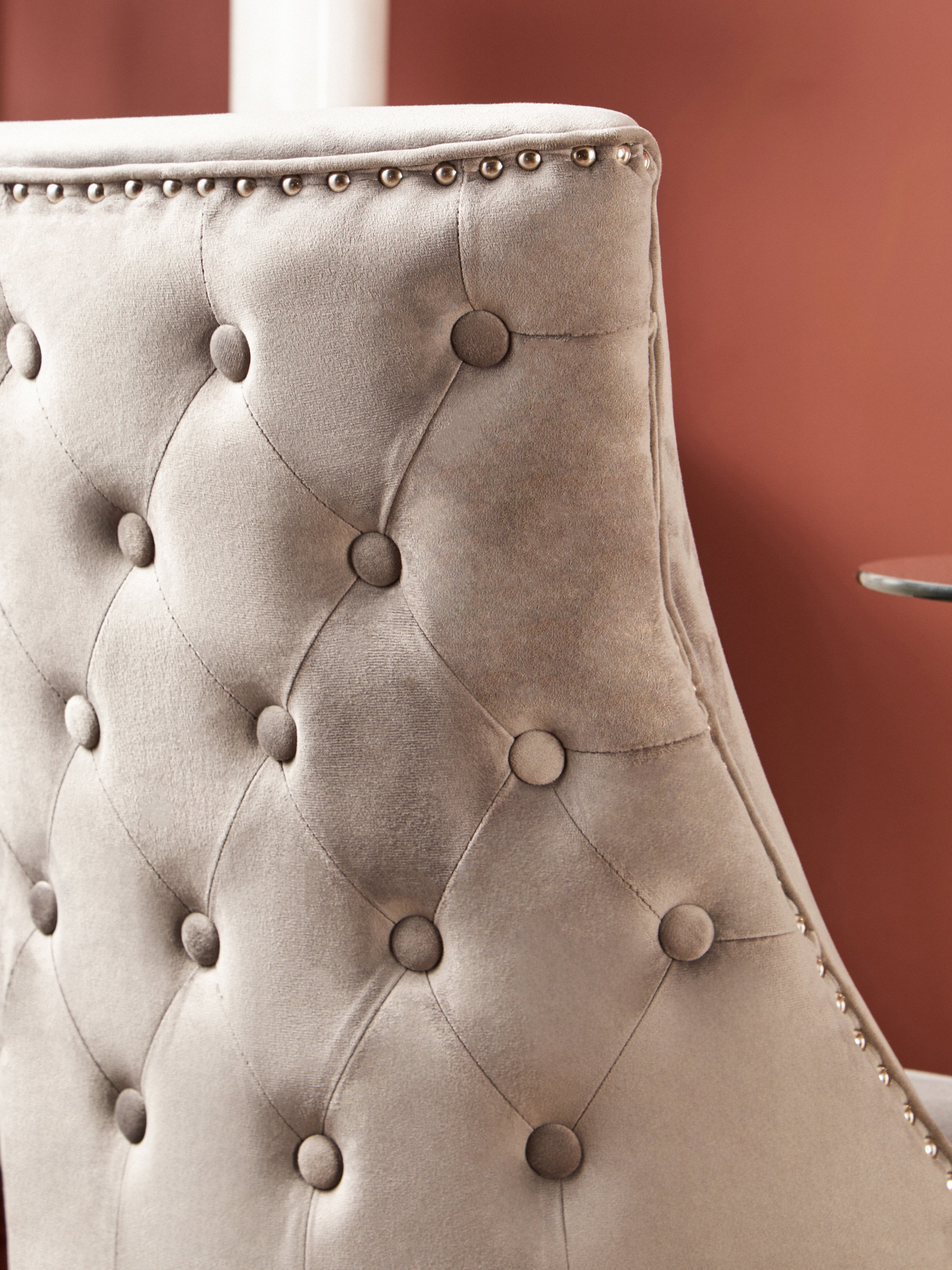 Candace Townhouse Beige Linen Dining Chair with Dark Legs